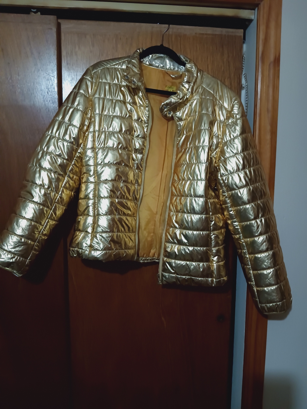 Daisy Metallic Gold Quilted Puffer Jacket